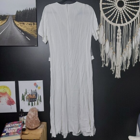CRISP White Vintage Algo Short Sleeve Maxi Dress Sown in Mesh Embroidere… - Picture 8 of 11